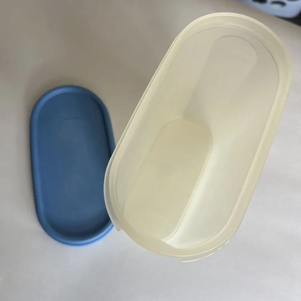 Tupperware Modular Mate Oval Container 7 1/4 Cup 1613-3 Blue Lid Vintage USA